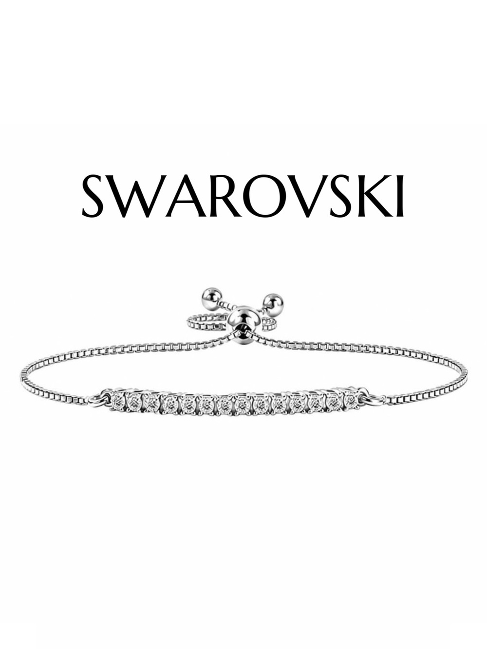Swarovski Element Bolo Bracelet in Sterling Silver